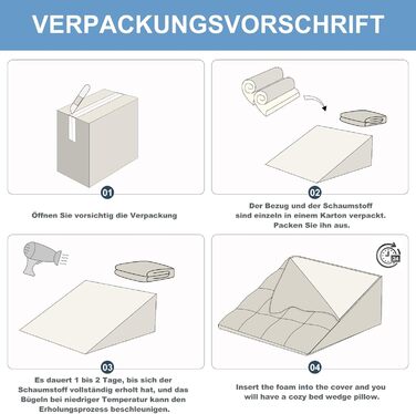 Подушка для ніг Havargo з піною з пам'яті, для підтримки ніг, знімний чохол, двошарова подушка для ніг, подушка-клинок