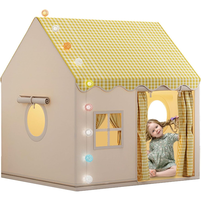 Дитячий намет-халапа для гри вдома | Халапа-замок для дітей, великий намет для ігор у приміщенні, міцний намет для дітей, жовтий колір