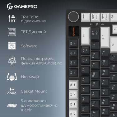 Бездротова механічна клавіатура GamePro Asgard Valhalla Pro (MK160B-D-Pro) 75% Rainy switches