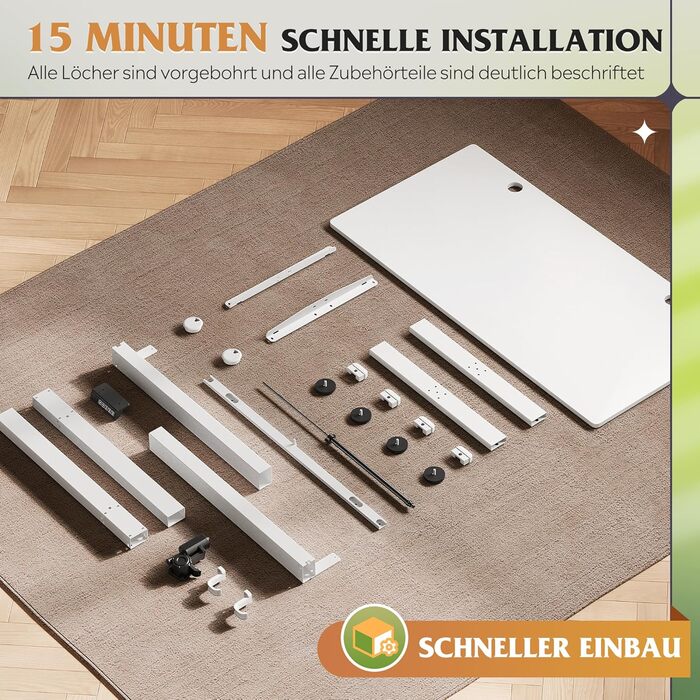 Регульований стіл Devaise 100x60 см з однією стільницею та тихим мотором, стіл для стояння та сидіння з функцією пам'яті на 3 положення, ергономічний комп'ютерний стіл для офісу, білий (120x60 см, білий)