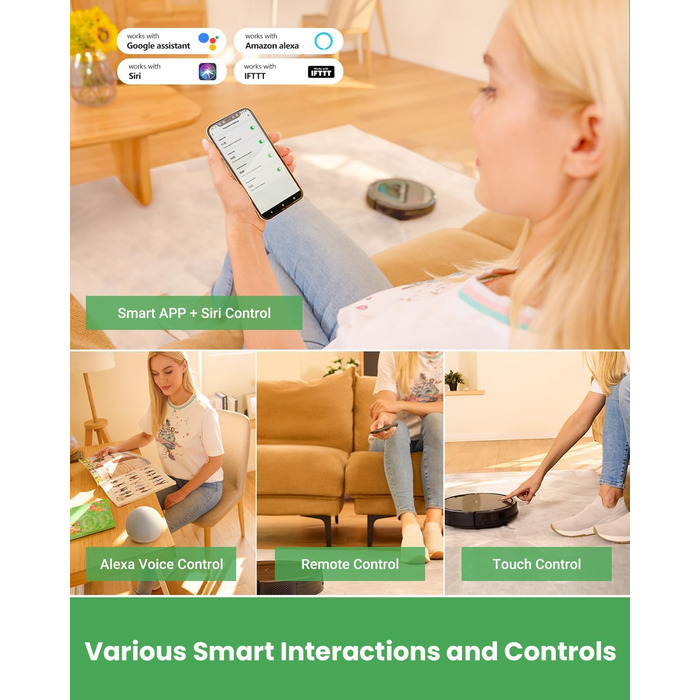 Робот-пилосос Vactidy Nimble T8 2-в-1 з функцією миття, 3000Pa, 120 хвилин роботи, сумісний з Alexa, App, Siri, для видалення шерсті тварин, чорний