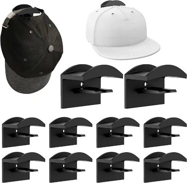 Самоклеючі гачки для капелюхів, тримач для кришок, настінний тримач для капелюхів, тримач для зберігання капелюхів, самоклеючий органайзер для капелюхів, 10 шт.