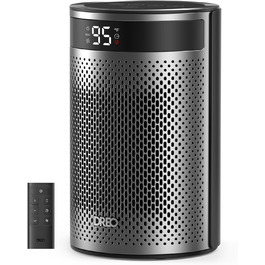 Електричний обігрівач DREO Keramik Heater 416, 1500W, для спальні, з захистом від перегріву та перекидання, термостатом, дитячим замком, енергозберігаючий, тихий, з таймером на 12 годин, кілька режимів, чорний