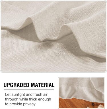 Штори Tenger Home Linen Voile, напівпрозорі, комплект з 2 шт. , колір льону, 120x120 см