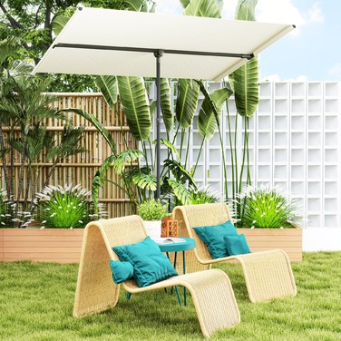 Outsunny Parasol Садова парасолька з регулюванням висоти на 180 градусів з алюмінієвим стовпом Маркет Парасолька Захист від сонця Парасолька Консольна парасолька Балконна парасолька Парасолька для балкона 150x205см Бежевий