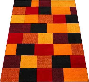 Пако домашній дизайнерський килим в клітку Сучасний ручної роботи контурного крою Червоний Чорний, Розмір (240x330 см)
