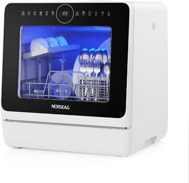 Компактна посудомийна машина Mini – портативна модель на стіл з 10 програмами, 5л баком, для 3 комплектів посуду, сенсорне керування, LED-дисплей, захист від переливу, для кухні, гуртожитку, кемпінгу [Енергоклас D]