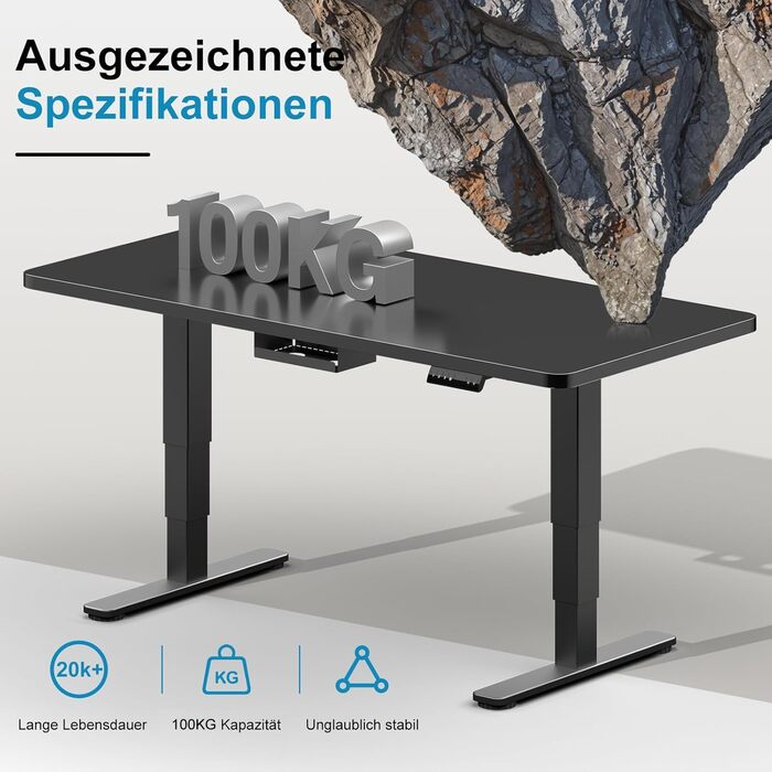 Електричний столик-трансформер Devoko з регулюванням висоти 60-125 см, 3 пам'яті, чорний