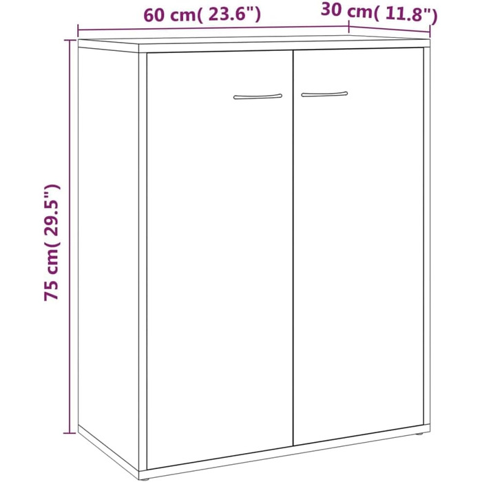 Сервант, Комод з місцем для зберігання, 2 двері, Credenza, 60x30x75см, Дерево (Дуб Коричневий)