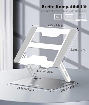 Підставка для ноутбука BoYata: регульована висота, ергономічна, з вентиляцією, для MacBook, Dell, HP, Acer (10-17 дюймів)