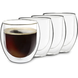 Набір келихів для латте маккіато 4x400 мл, келихи для латте маккіато з подвійними стінками, склянки для кави з подвійними стінками, чайні Келихи, склянки для капучіно, склянки для кави з льодом термостатичні келихи з подвійними стінками скляні чашки для еспресо (4x310 мл Jumbo)