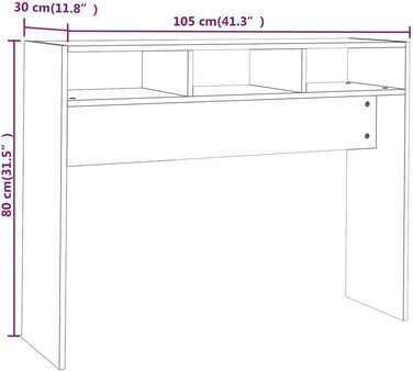 Консольний столик FENLAX 105x30x80 см з відсіками для зберігання, білий, матеріал на основі дерева