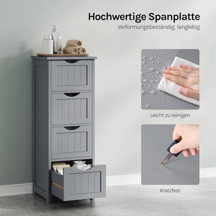 Шафка для ванної кімнати WOLTU, вузька, з 3 висувними ящиками, 32 x 30 x 81 см, для ванної, вітальні, спальні, кухні, сучасний дизайн, білий колір, BZS123ws