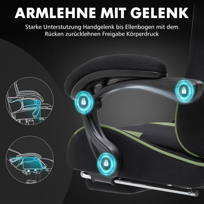 Ігровий крісло GTPLAYER з масажем, підніжка, підголовник, поперекова подушка, оббивка з тканини, білий/зелений