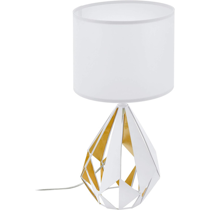 Підвісний світильник EGLO Carlton 1, вінтажний підвісний світильник 1 полум'я, підвісний світильник ретро зі сталі, колір білий, медово-золотий, цоколь E27, Ø 31 см (настільна лампа)