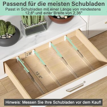 FUNIZE Регульовані роздільники для ящиків з вставками, 8 шт., роздільники 32-58 см + 16 шт. вставок 9-18 см, Органайзер для ящиків, Кухня, Спальня, Офіс, 6 см висота