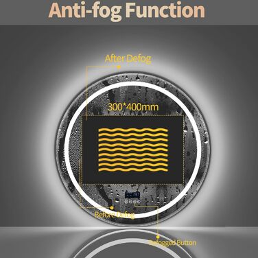 Дзеркало для ванної кімнати LUVODI круглої форми з підсвічуванням: LED дзеркало 60 см з фоновою та фронтальною підсвіткою, 3 кольори, регулювання яскравості, сенсорне управління, антизапар, енергозбереження, для ванної кімнати, гостьового туалету (Bluetoo