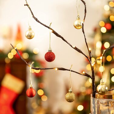 Різдвяні кулі 49 шт. 3 см пластикові ялинкові кулі Різдвяна прикраса з вішалкою блискучий блискучий килимок