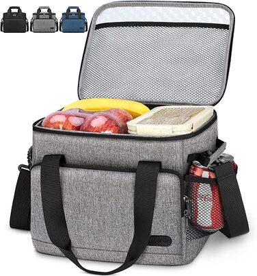Сумка-холодильник Lubardy об'ємом 15 л, маленька сумка-холодильник, велика складна сумка-холодильник, Термальна сумка, водонепроникна сумка-холодильник, сумка для пікніка, сумка для ланчу, ізольована сумка, Чорний, сірий, синій (30, світло-сірий)