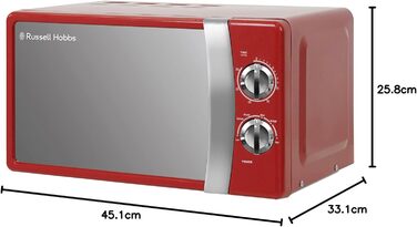 Мікрохвильова піч Russell Hobbs RHMM701C Solo 17л, 700 Вт, червона: 5 рівнів потужності, таймер, розморожування, легке очищення
