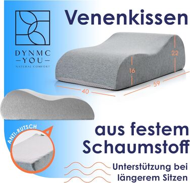 Подушка для ніг з ортопедичною підтримкою - для ніг, спини, спини, для дорослих, сертифікат Oeko-Tex, ідеально підходить для ліжка (L (22см))