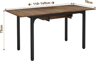 Розсувний стіл Artethys 105/150x70 см - індустріальний обідній стіл для кухні, вітальні, їдальні. Прямокутна стільниця, дерев'яний стіл на металевих ніжках, на 4-6 осіб