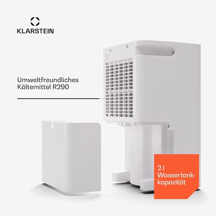 Зволожувач повітря Klarstein CircleDry 12L Smart з Wi-Fi, тихий 38dB, таймер 24г, безперервна злив, контроль вологості, для приміщень до 24м², білий