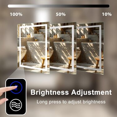 Дзеркало для ванної кімнати Sanitemodar LED 50x70 см з підсвічуванням, антизапар, сенсорне керування