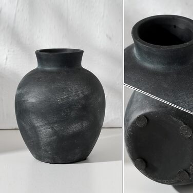 Керамічна ваза для квітів у стилі Богеми, 15.2 см, сіро-чорна, для декору дому, теракота