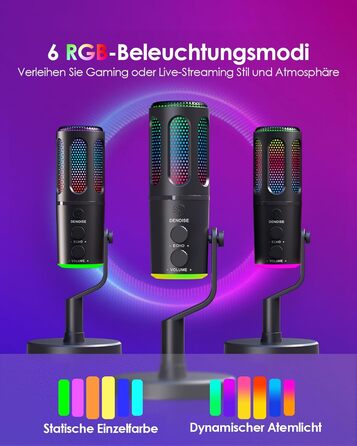 USB мікрофон LENTION: конденсаторний мікрофон для геймінгу, стримінгу, подкастів та караоке. Підходить для ПК, Mac, PS5, PS4, телефону. Plug & Play, кардіоїдний, з USB кабелем 1.8м
