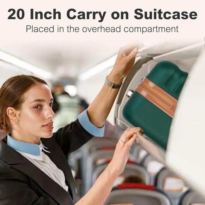 Чемодан-валіза KONO Mittelgroß (L) - зелено-коричневий, ABS+PC, TSA замок