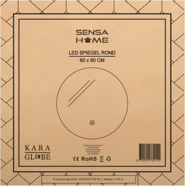 Дзеркало для ванної кімнати SensaHome кругле з LED-підсвічуванням, регульоване, 70 см (60x60 см)