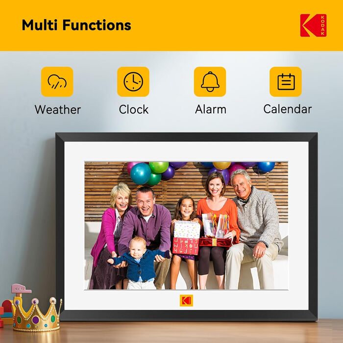 Цифровий фоторамка Kodak WiFi 10,1 дюйма, вбудований 32GB, сенсорний екран 1280x800, акумулятор 4000mAh (Чорний)