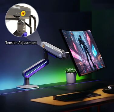 Кріплення для монітора NB Ergonomic RGB, сумісне з моніторами 32-60 дюймів, вантажопідйомність до 20 кг, VESA 75/100 мм (фіолетовий)