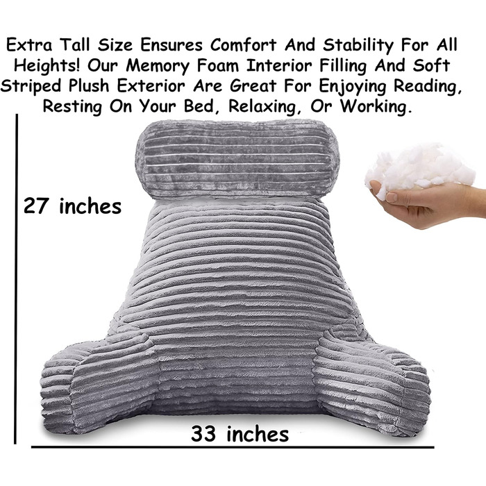 Подушка-мішок Homie з підставкою для зап'ястя, підлокітниками та спинкою для відпочинку, читання, роботи за ноутбуком та перегляду телевізора (біла)