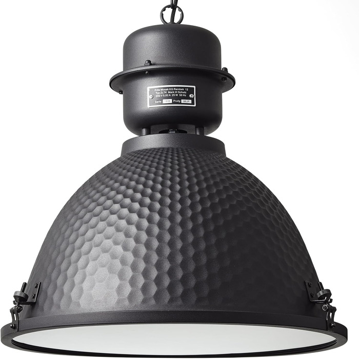 Регульований по висоті підвісний світильник з абажуром з регулюванням яскравості для їдальні, вітальні або кухні - виготовлений з металу/скла - з чорного корунду - Ø 48 см & 1,46 м у висоту