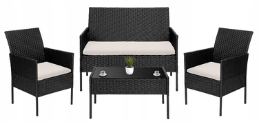 Комплект садових меблів з техноротанга eHokery Magnolia, чорний, 4 предмети