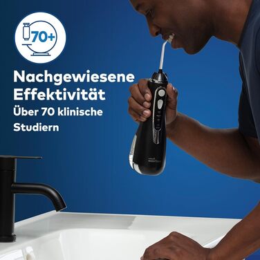 Waterpik Advanced Бездротова Іригатор для Рота, Тестер-Переможець 2024, Технологія Precision Pulse, до 99,9% видалення нальоту, 4 насадки, 3 режими, Індукційна зарядка, Білий (Cordless Advanced Black)