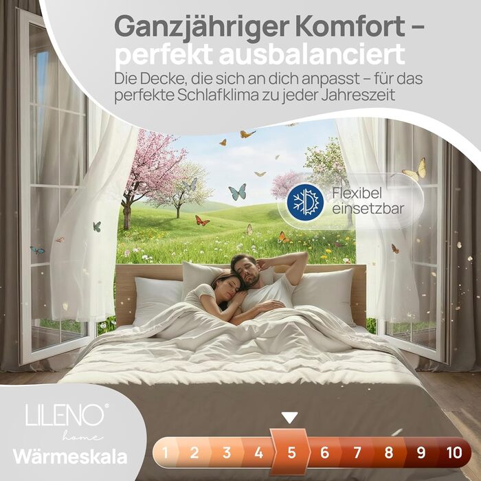 Тепла зимова ковдра LILENO HOME 155x220 см [2 шт. в упаковці] - для комфортного сну. Можна прати при 95°C. Підходить для алергіків.