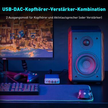 Підсилювач для навушників Fosi Audio K5 Pro HiFi, USB C DAC, кілька входів, вихід 3.5 мм/RCA, ігровий ЦАП AMP