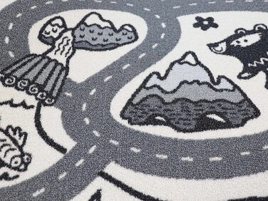 Ігровий килимок з дорогами - гоночна траса в стилі ретро, ​​140 x 200 см, сірий/чорний/білий, легкий у догляді, підходить для підлоги з підігрівом, ігровий килимок, простий автомобільний дитячий килимок для дівчаток і хлопчиків