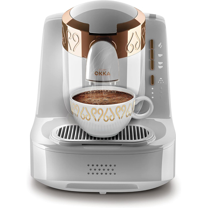 Кавомашина Arzum Okka: автоматична, 3 розміри порцій, самоочищення, 950 мл, білий колір