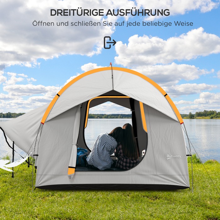 Outsunny Rear Tent Автомобільний купольний намет на 6 осіб з 3 дверима та вікнами, Намет задніх дверей для каравану та позашляховика з поліестеру, світло-сірий