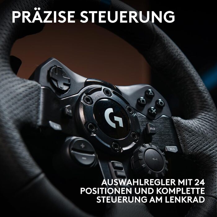 Logitech G923 Racing Wheel: Гоночне кермо для PS5, PS4, PC, Mac - Чорне. TRUEFORCE, 1000Hz, Подвійне зчеплення