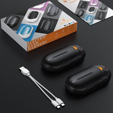 Електричні грілки для рук OUTJUT 6000mAh, 2 шт., USB, 3 режими нагріву, для спорту, кемпінгу, чорні