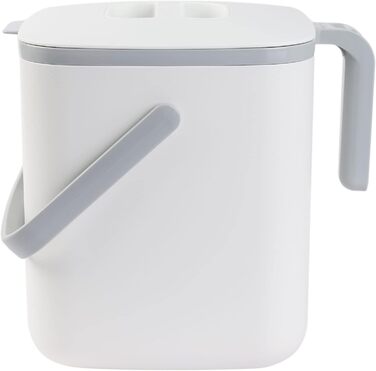 Кухонний контейнер для компосту з блакитного гінкго - легко миється кухонний контейнер для харчових відходів з ручками / кухонний контейнер для компосту для стільниці, відро для кухонних відходів (5 літрів)- (1,32 галона / 5 літрів, білий)