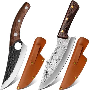 Набір кухонних ножів 2 шт. ручної роботи з піхвою - професійні шеф-ножі для дому, японська гострота