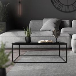 Журнальний столик ML-Design 110x39,5x59 см Чорний Прямокутна форма, Металевий каркас, Промисловий дизайн, Вхідний стіл, Журнальний стіл Стіл для вітальні Консольний стіл Диванний стіл Стіл для передпокою Декоративний стіл 110 x 39,5 x 59 см