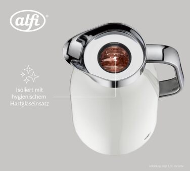 Термос Alfi SKYLINE 1,5л з нержавіючої сталі, білий матовий, з термоізоляцією та скляною вставкою