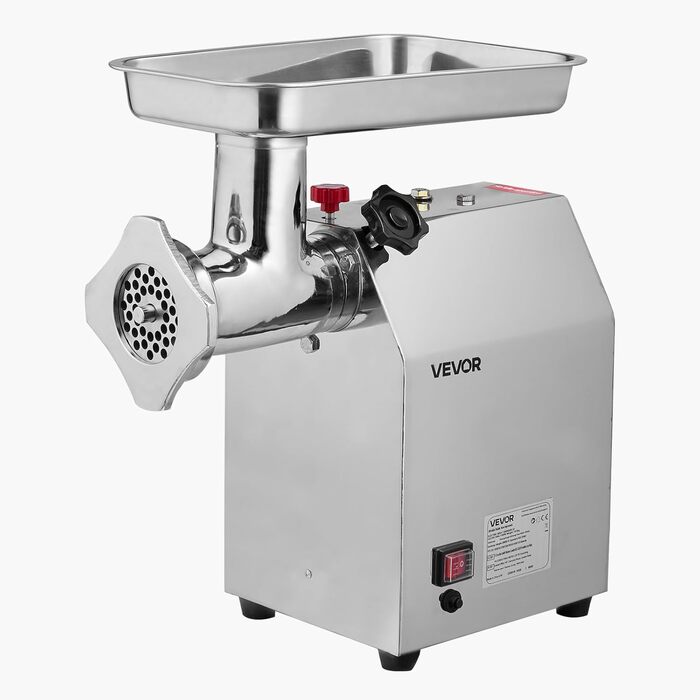 Електрична м'ясоподрібнювач VEVOR, 4.2 кг/хв, 1100 Вт, з лезом та диском, для ресторану, з нержавіючої сталі